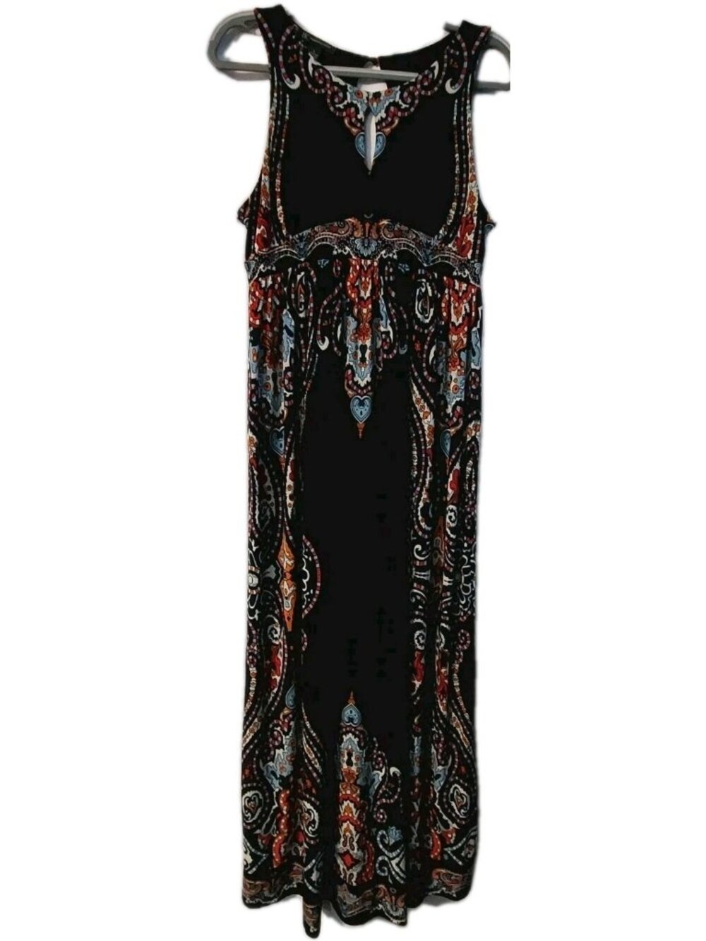 INC Womens Maxi Dress Size Large Sleeveless Multicolor Paisley Length 57"